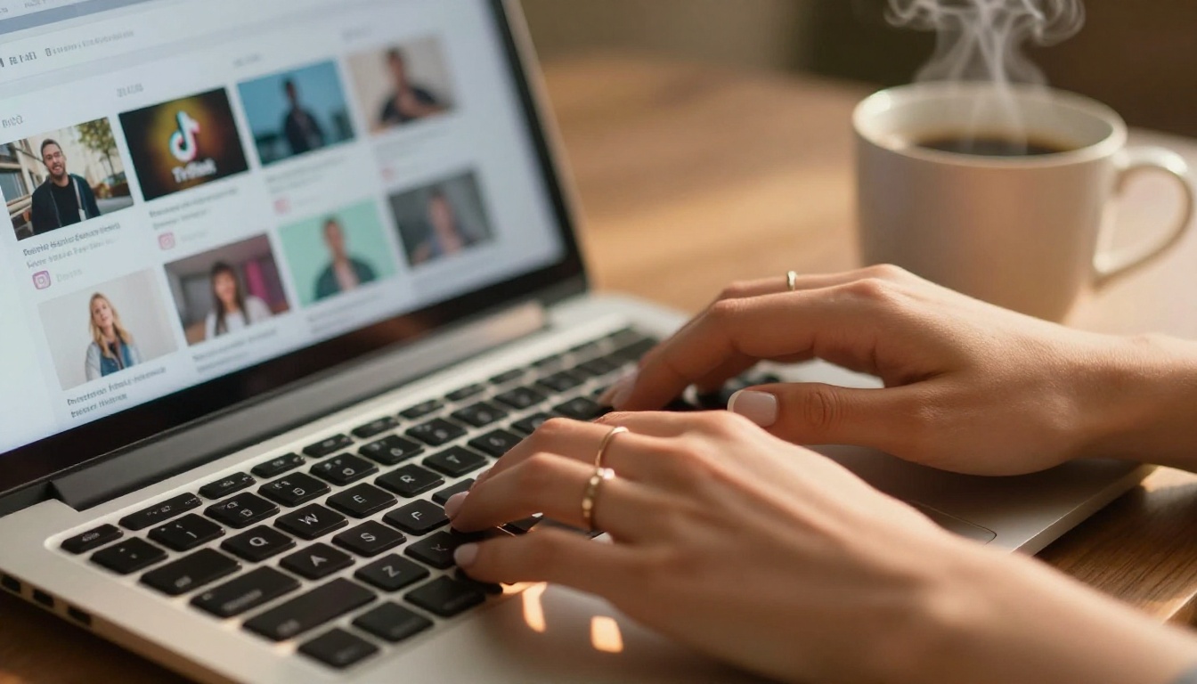 Content creator planning social media video content at a modern desk