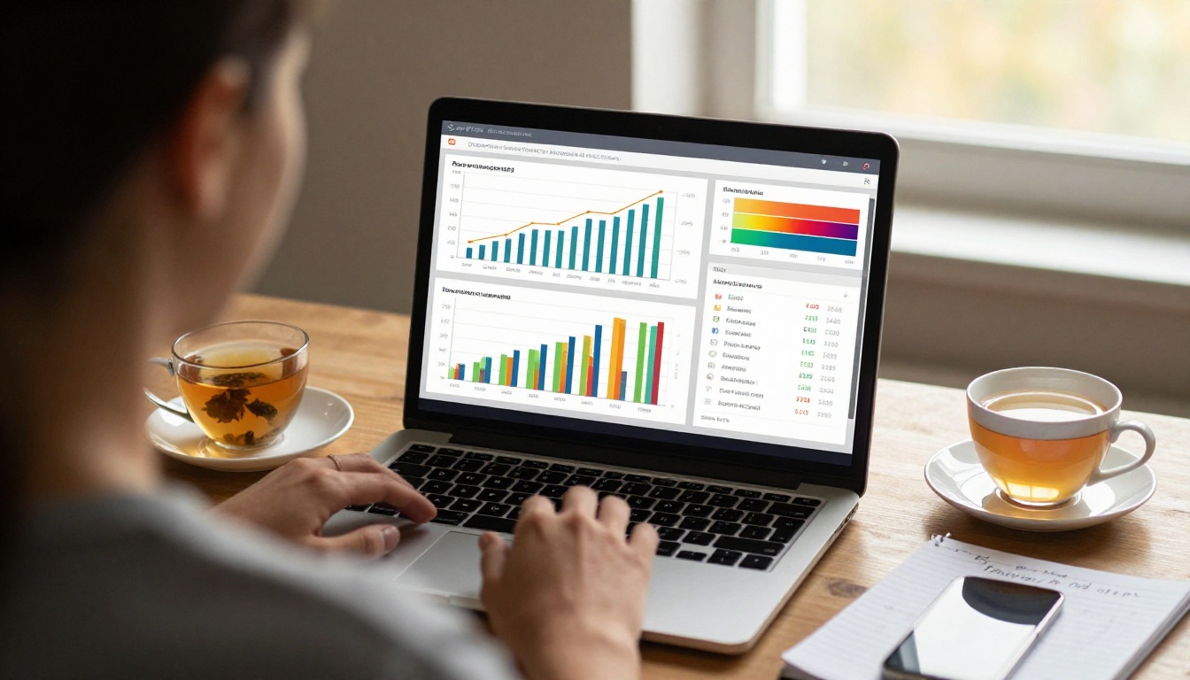 Creator reviewing video performance analytics on laptop screen