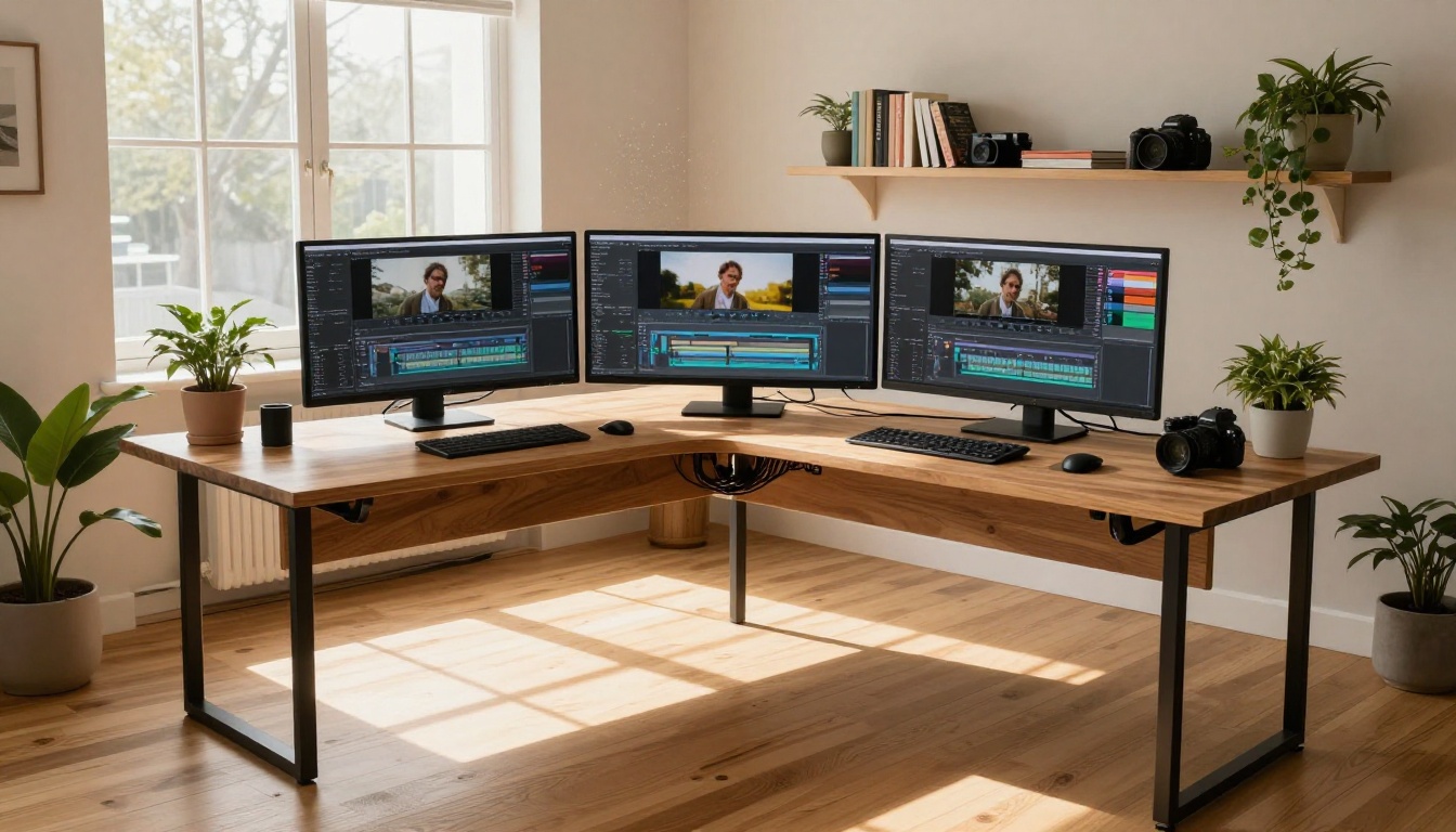 Content creator workspace optimized for video production