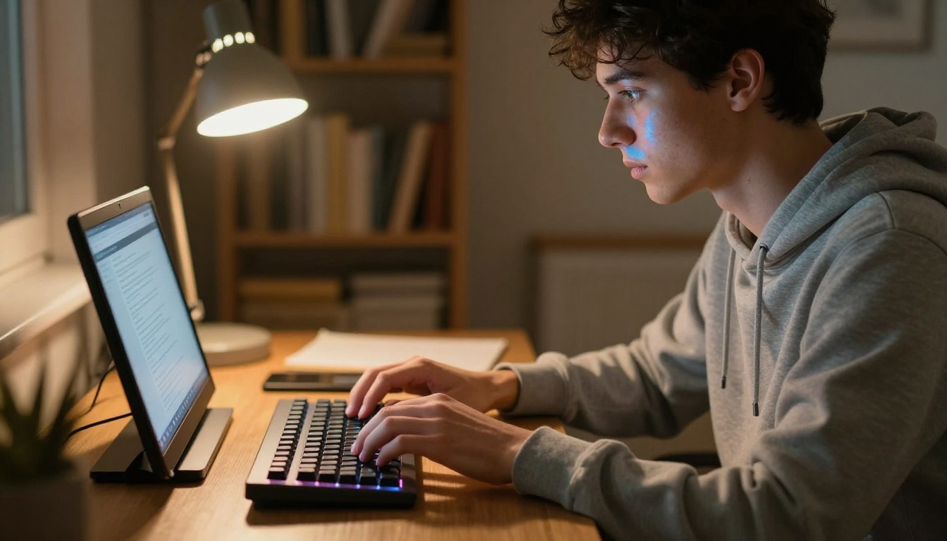 Man typing a video generation prompt at his desk