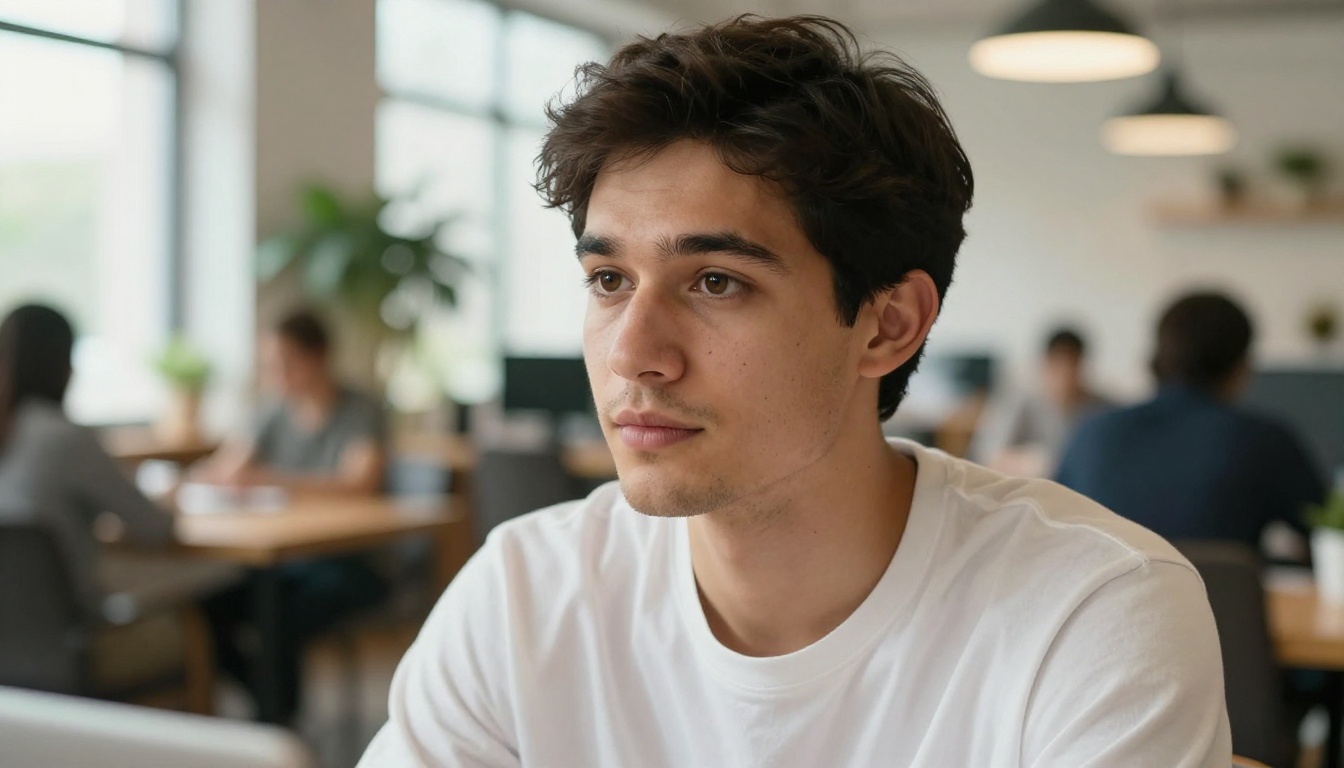 Creative professional in coworking space reviewing footage