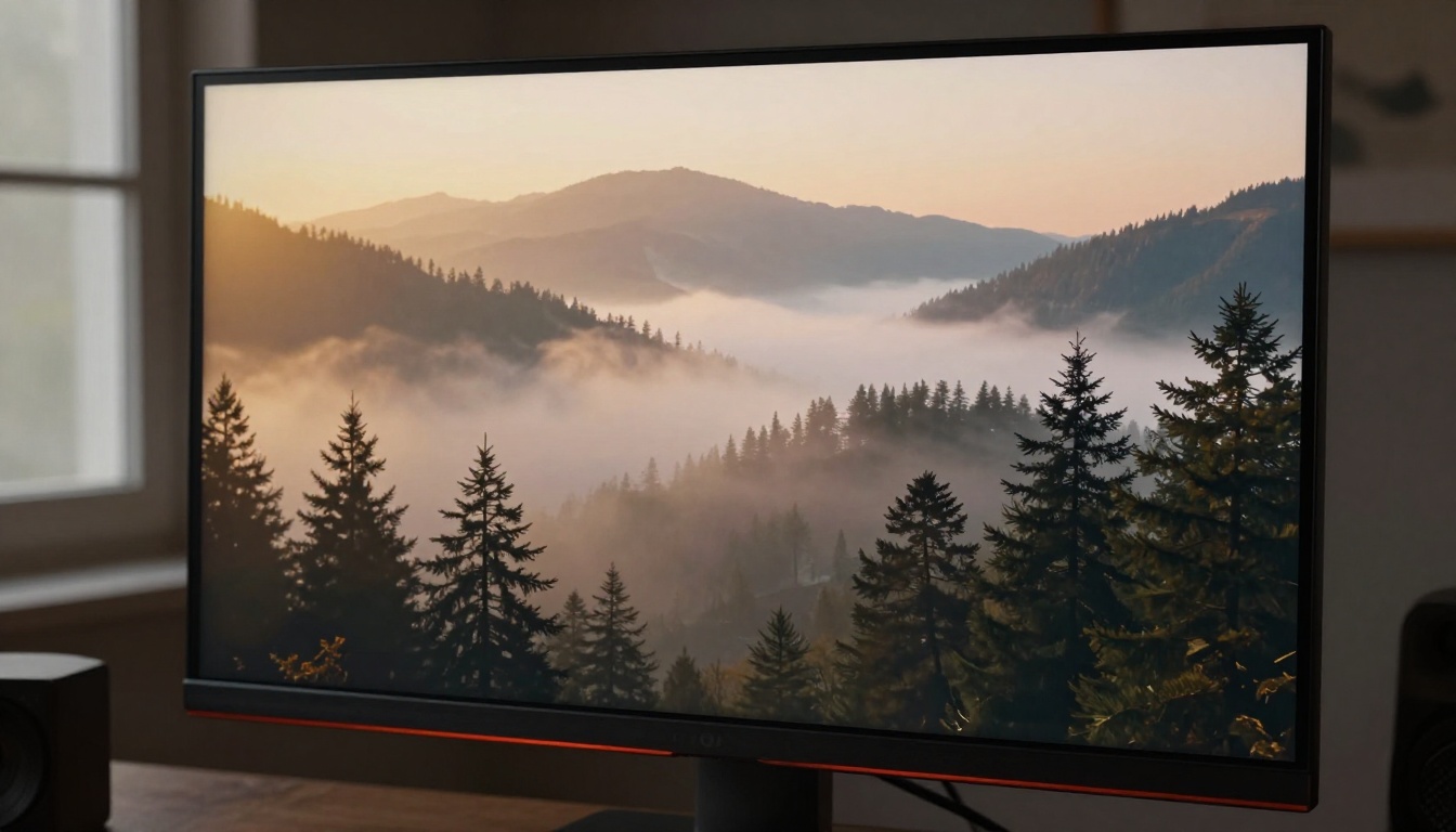 High-end monitor displaying cinematic AI-generated video frame