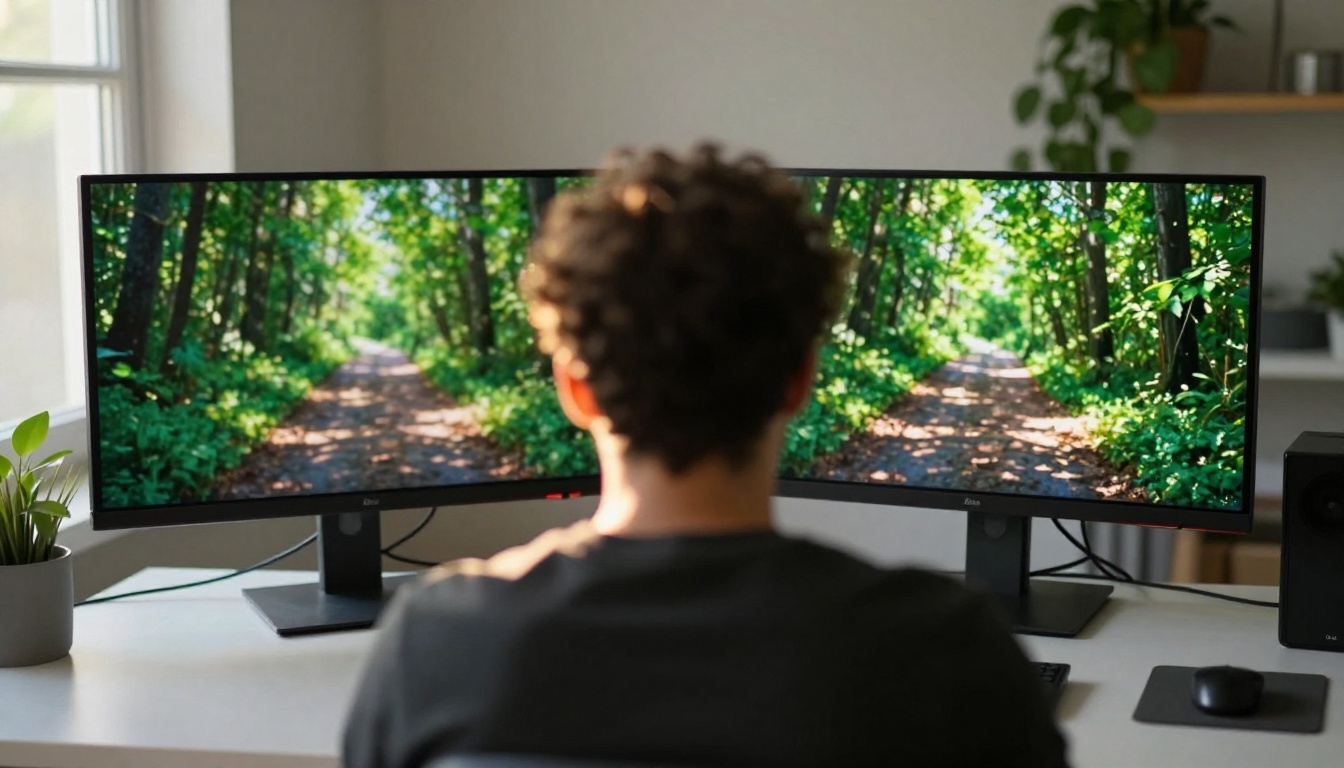 Developer comparing model outputs on dual monitors