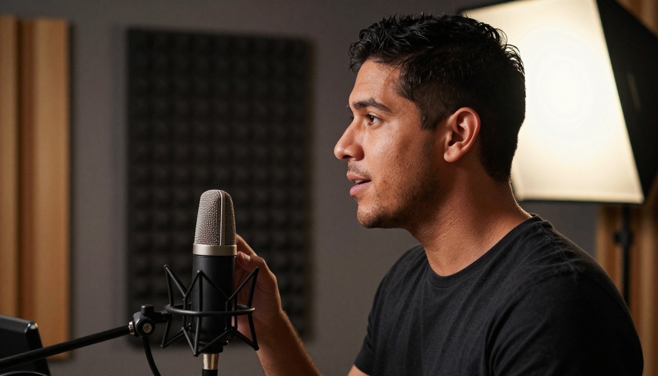 Man recording in studio