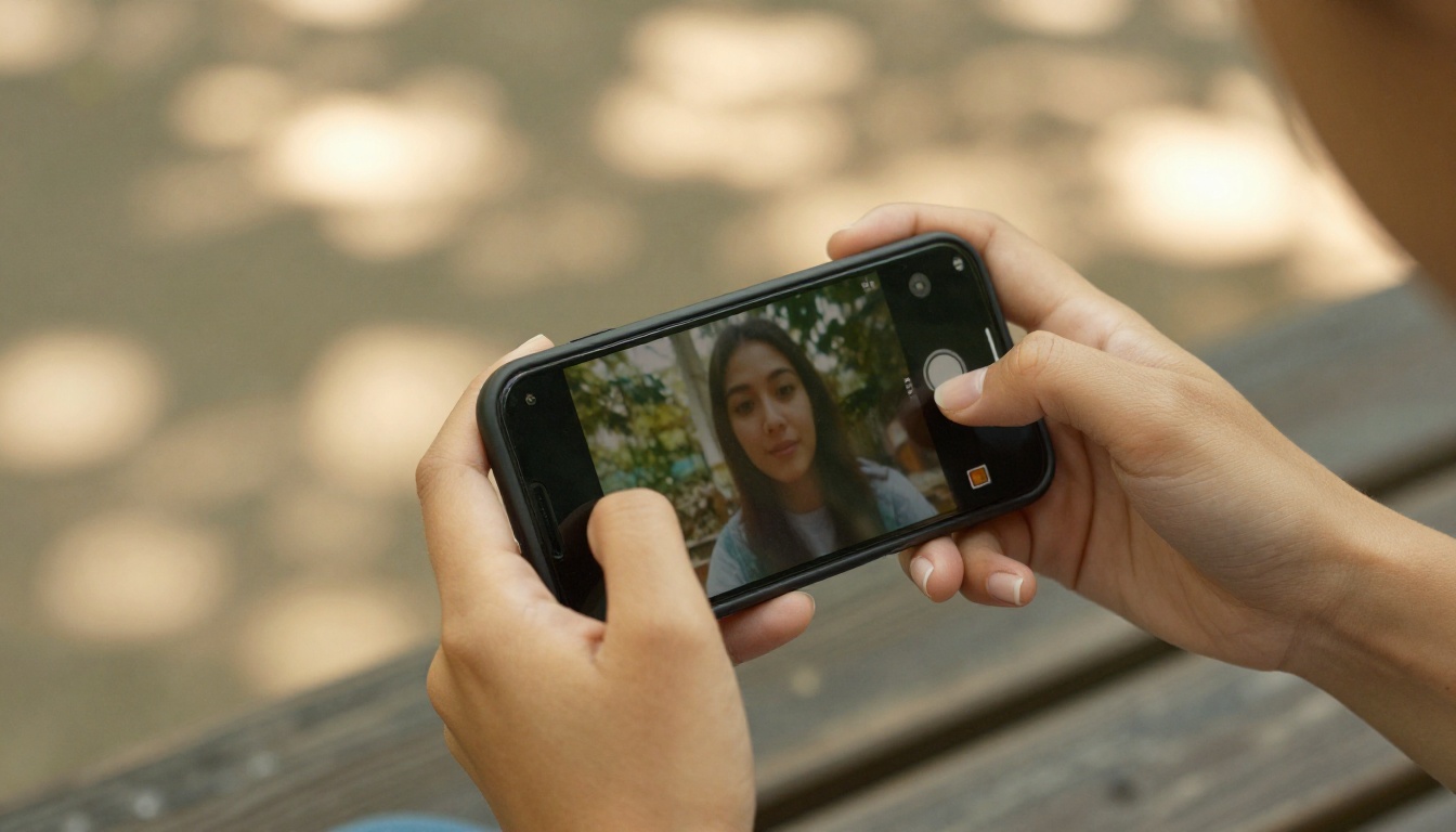 Woman watching video on smartphone