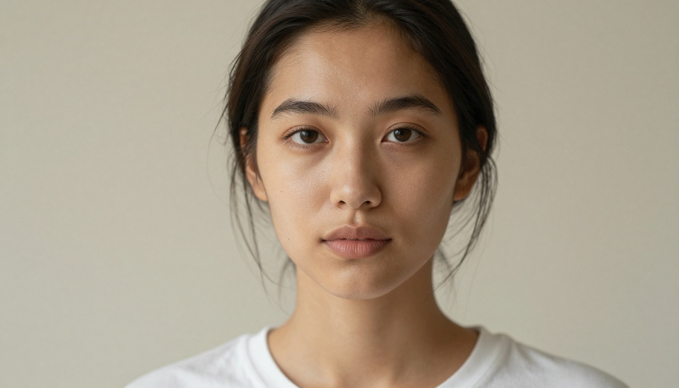 Natural portrait of woman with Rembrandt studio lighting