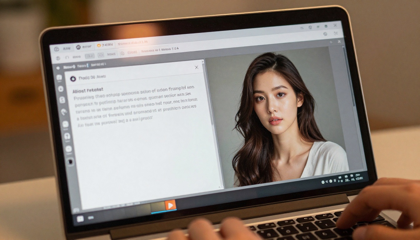 Laptop screen showing AI image generation interface close up