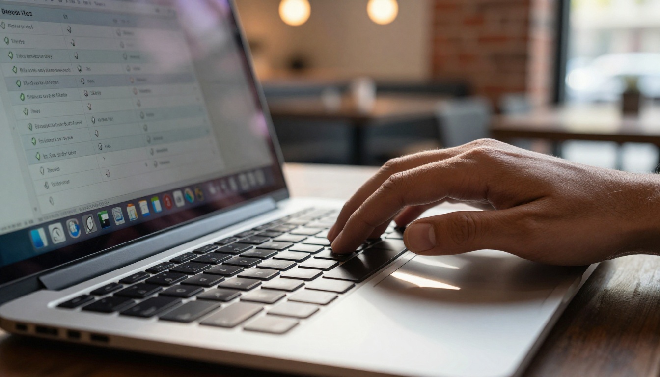 AI professional reviewing image generation outputs at a bright creative studio desk