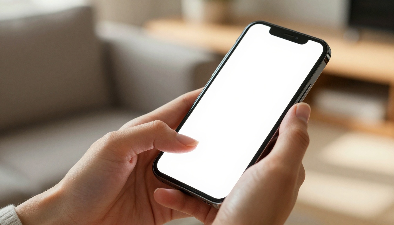 Woman's hands holding a smartphone showing crisp AI-generated text on screen