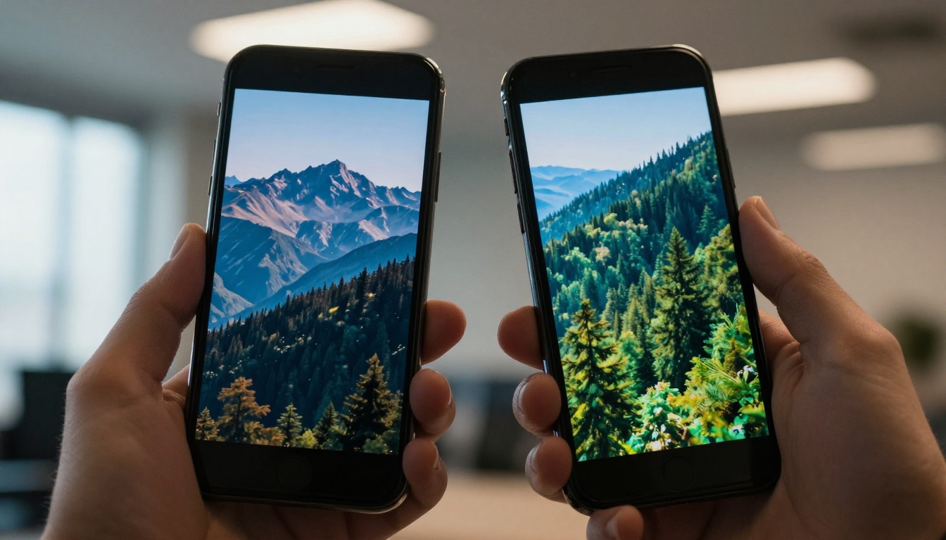 AI-generated image comparison on smartphone screens AI-generated image comparison on smartphone screens