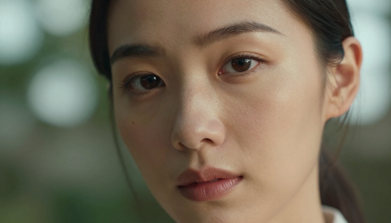 Intimate close-up portrait showcasing Flux Pro photorealistic skin detail