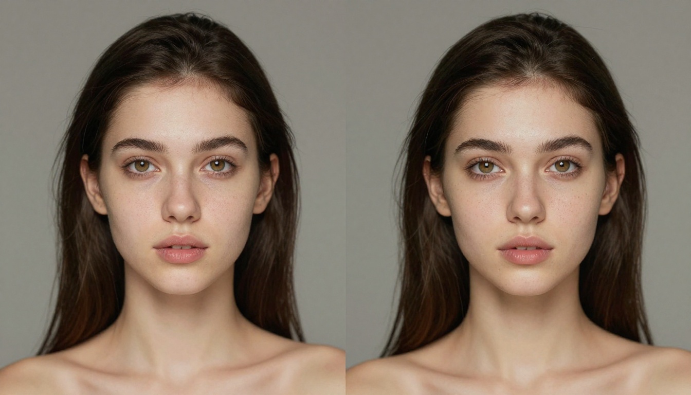 Portrait comparison showing standard vs ultra-high resolution AI output