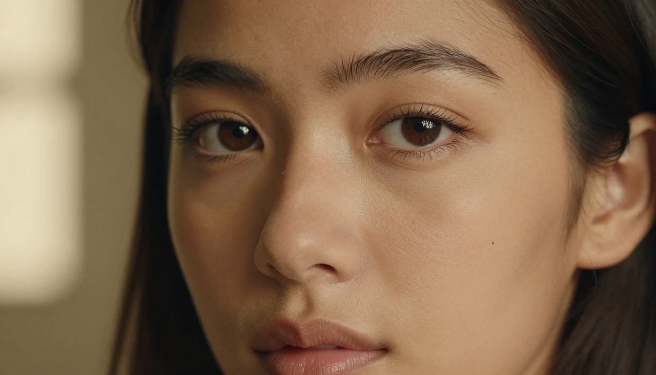 Close-up portrait showing natural skin texture and window lighting