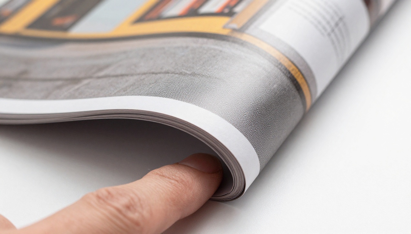 Macro close-up of a high-quality printed magazine page showing paper texture and ink dot detail