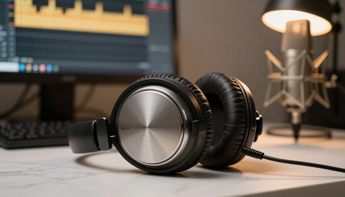 Headphones and microphone representing native audio generation in AI video Headphones and microphone representing native audio generation in AI video