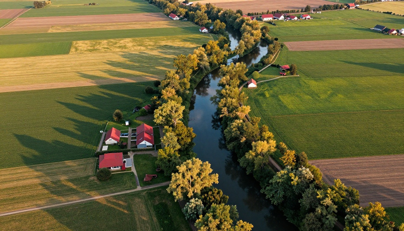 Aerial landscape photograph showing extraordinary resolution and detail in a valley