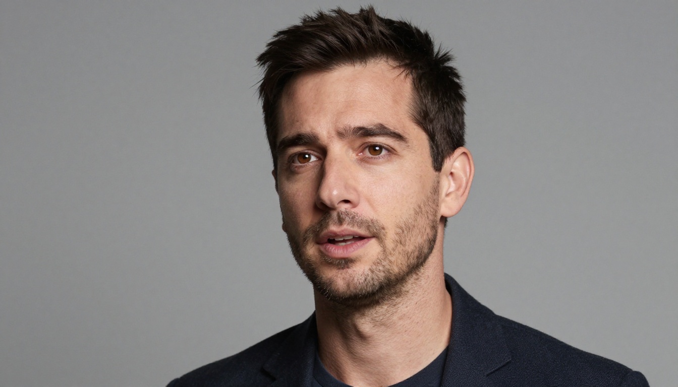 Man speaking directly to camera with professional three-point studio lighting