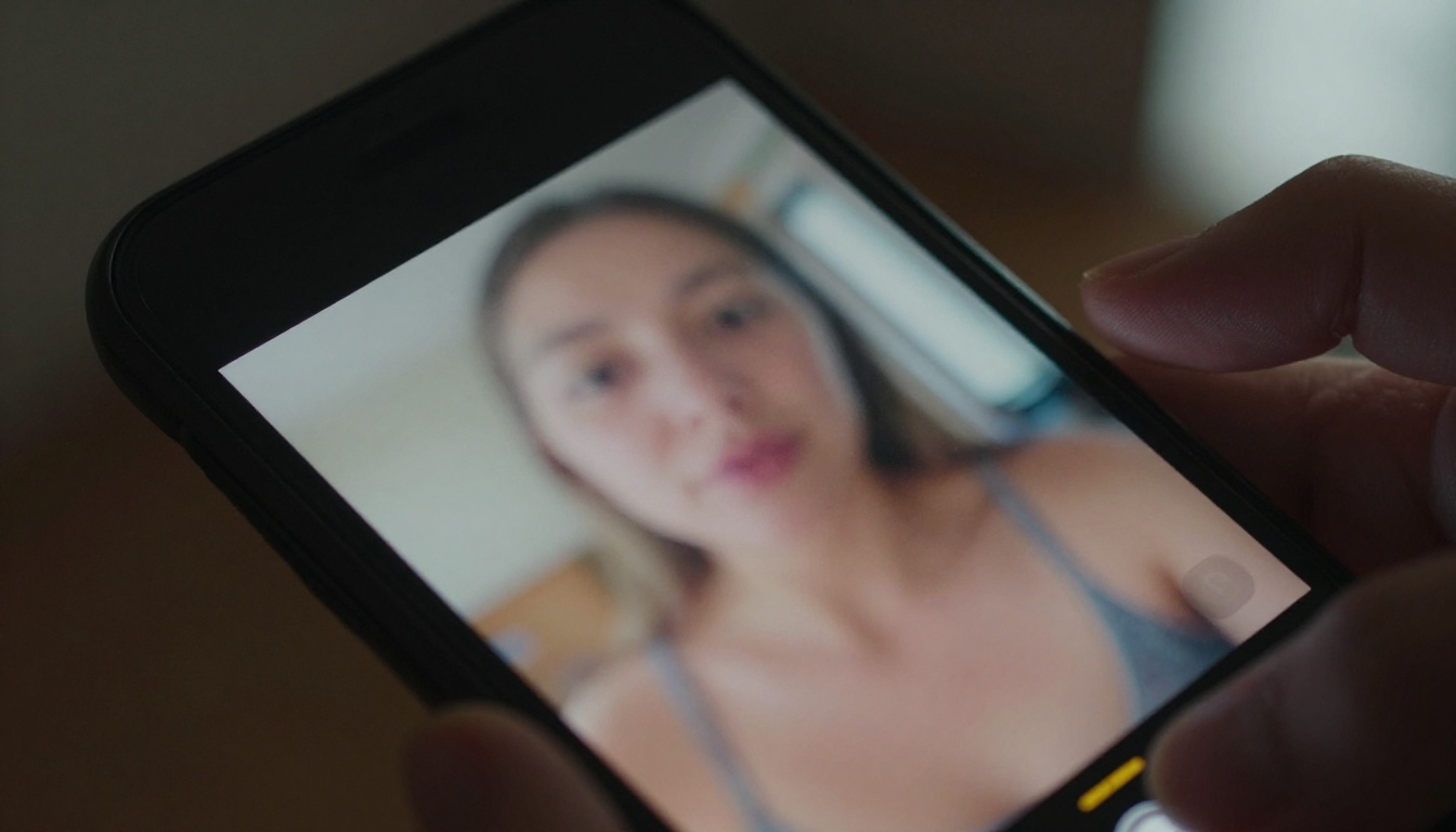 Shaky mobile footage with motion blur on phone screen