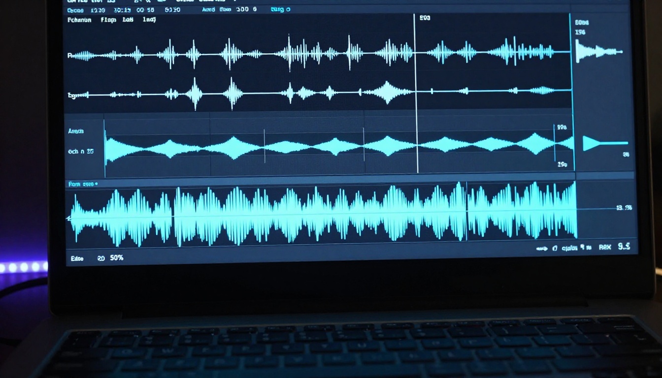 Close-up of noise reduction timeline on editing screen