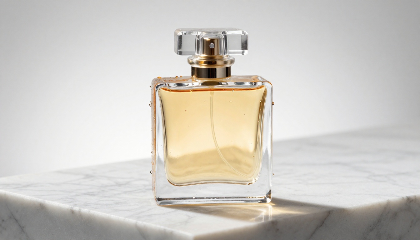 Luxury perfume bottle isolated with precise AI cutout on marble surface