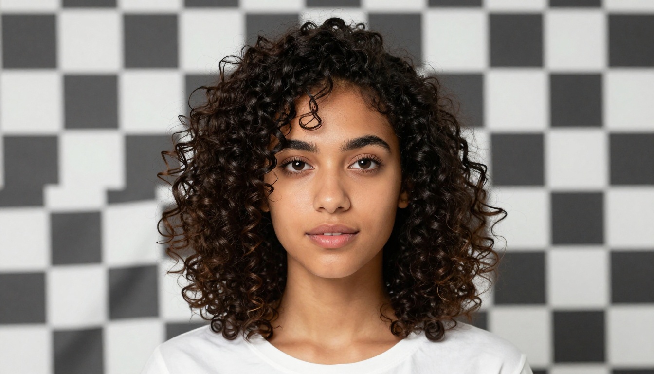 Young woman with curly hair perfectly isolated by AI cutout tool