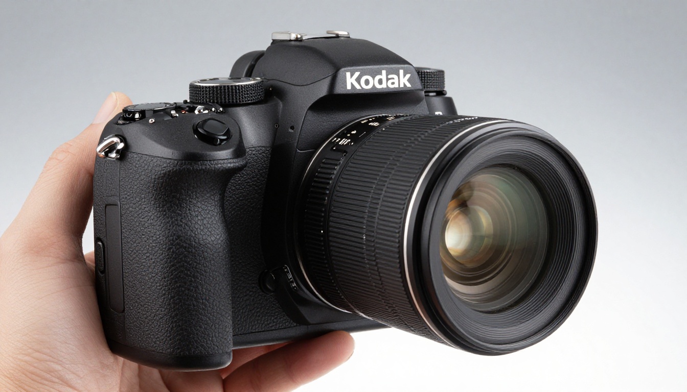 Professional DSLR camera isolated with clean AI cutout edges