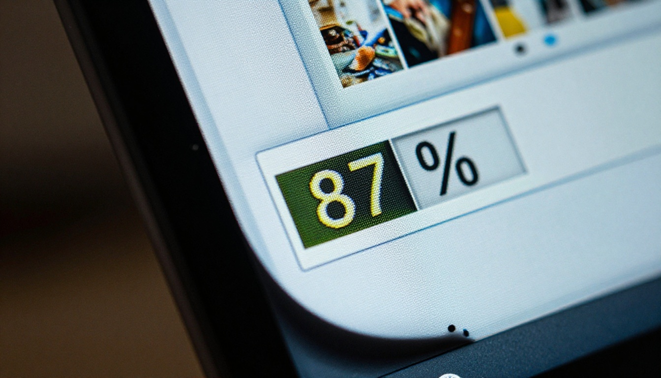 Close-up of video generation progress bar on monitor screen