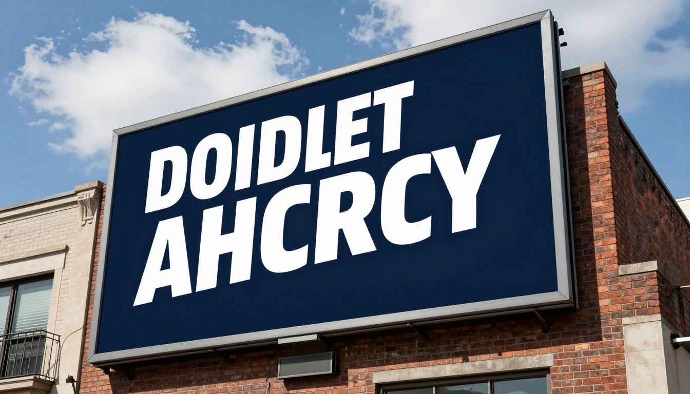 Outdoor billboard with bold readable poster typography photographed from street level