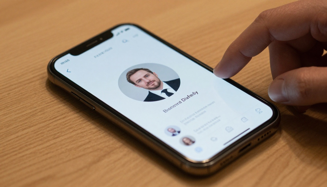 AI profile photo on smartphone social media