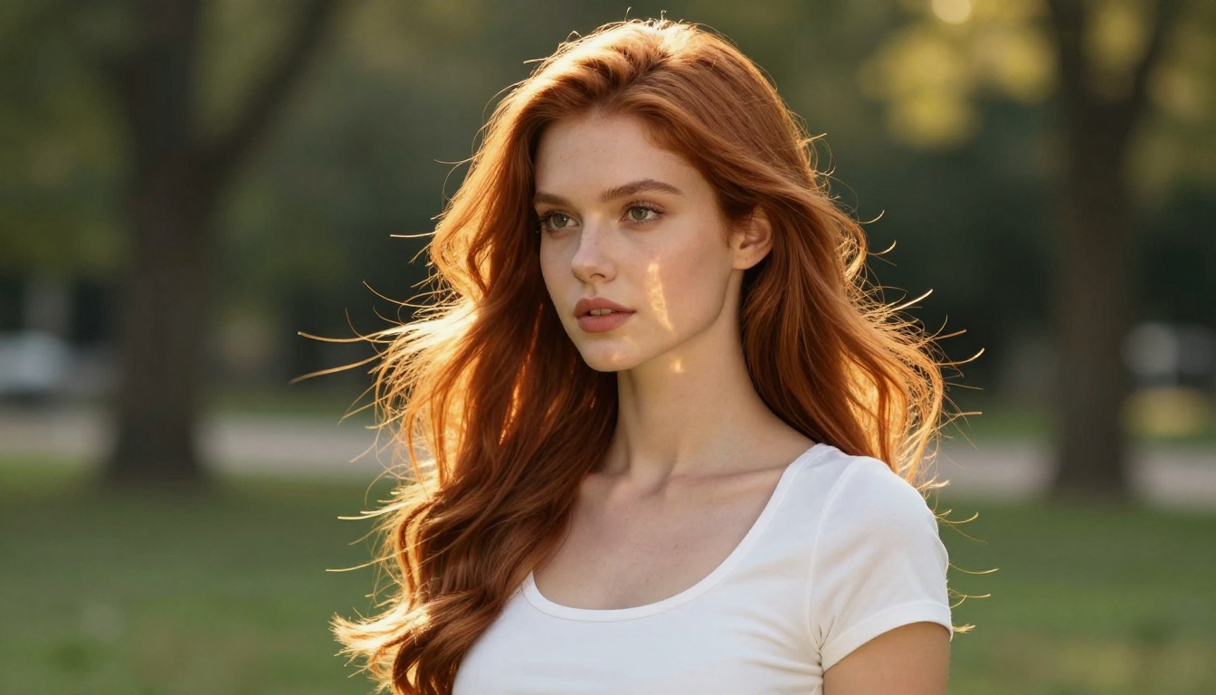 Woman golden hour outdoor portrait natural lighting