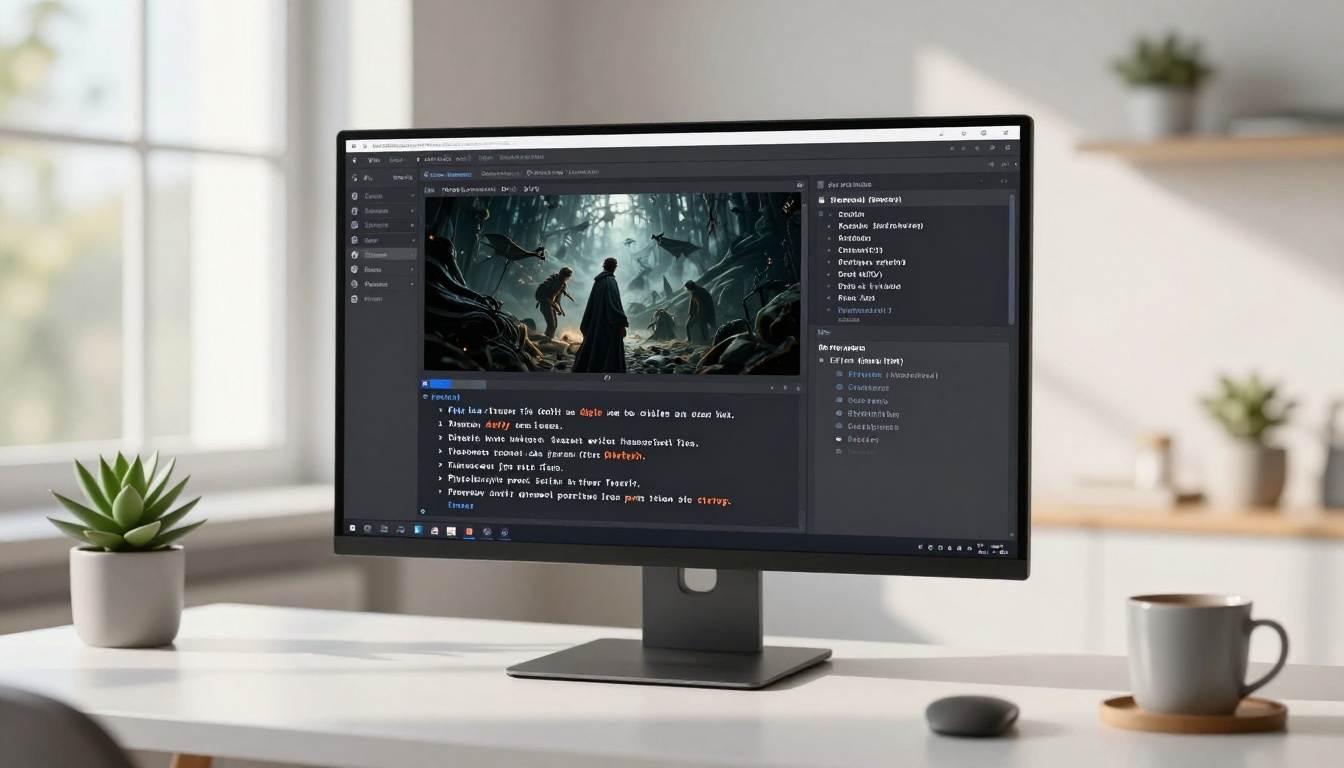 AI prompt interface displayed on an ultrawide monitor in a clean studio workspace