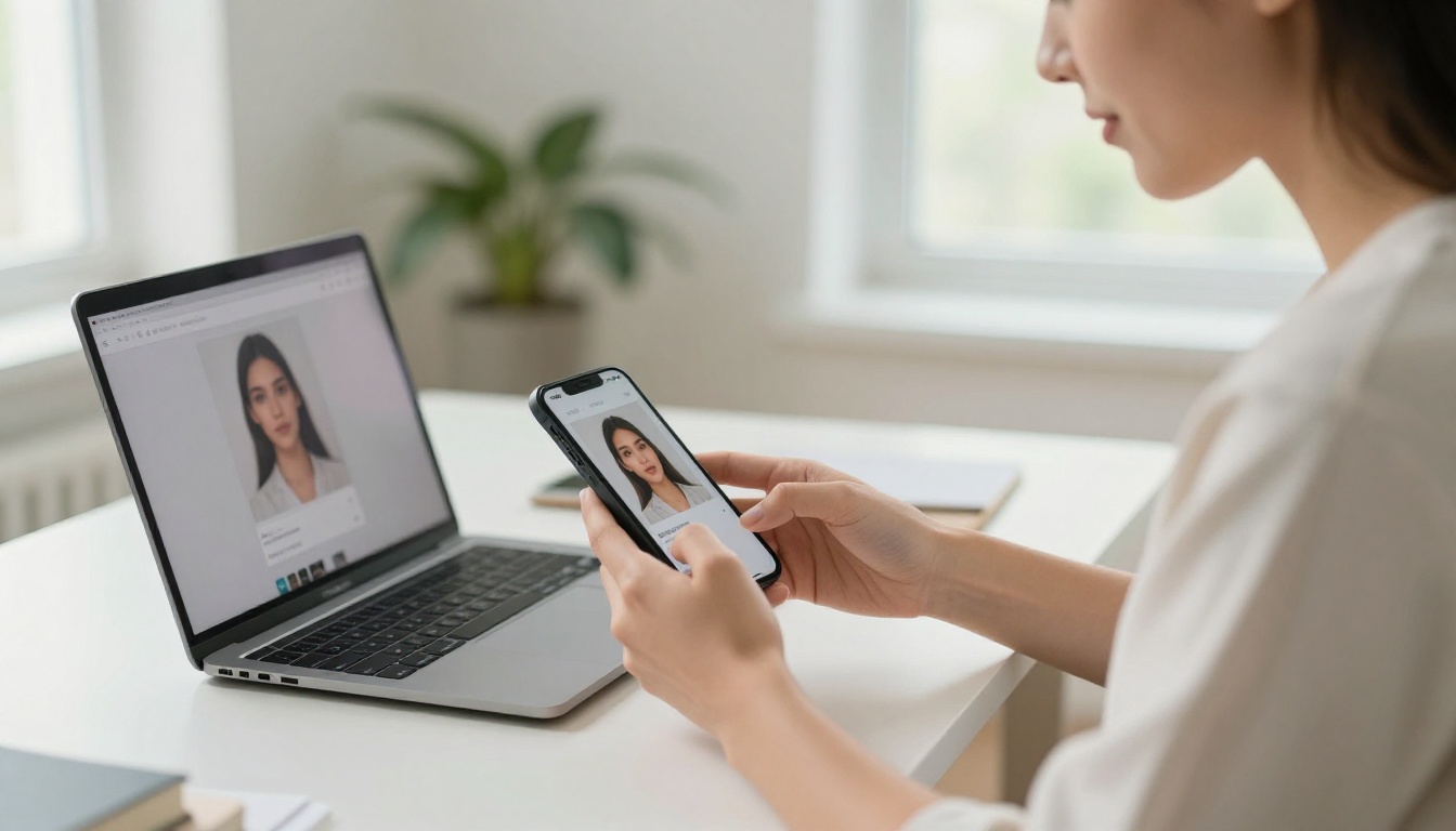 A woman uploading a portrait photo to create a talking AI avatar