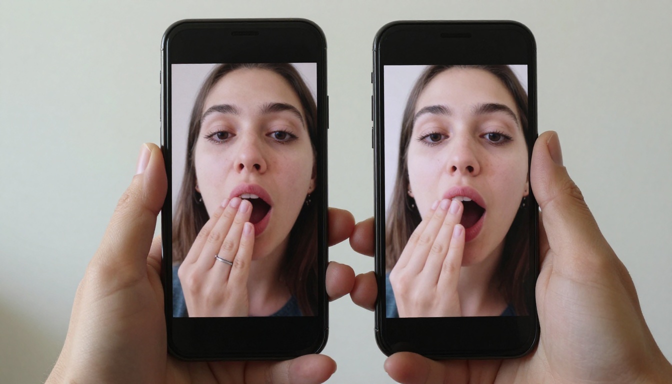 Two phones showing a static photo transformed into a talking avatar video