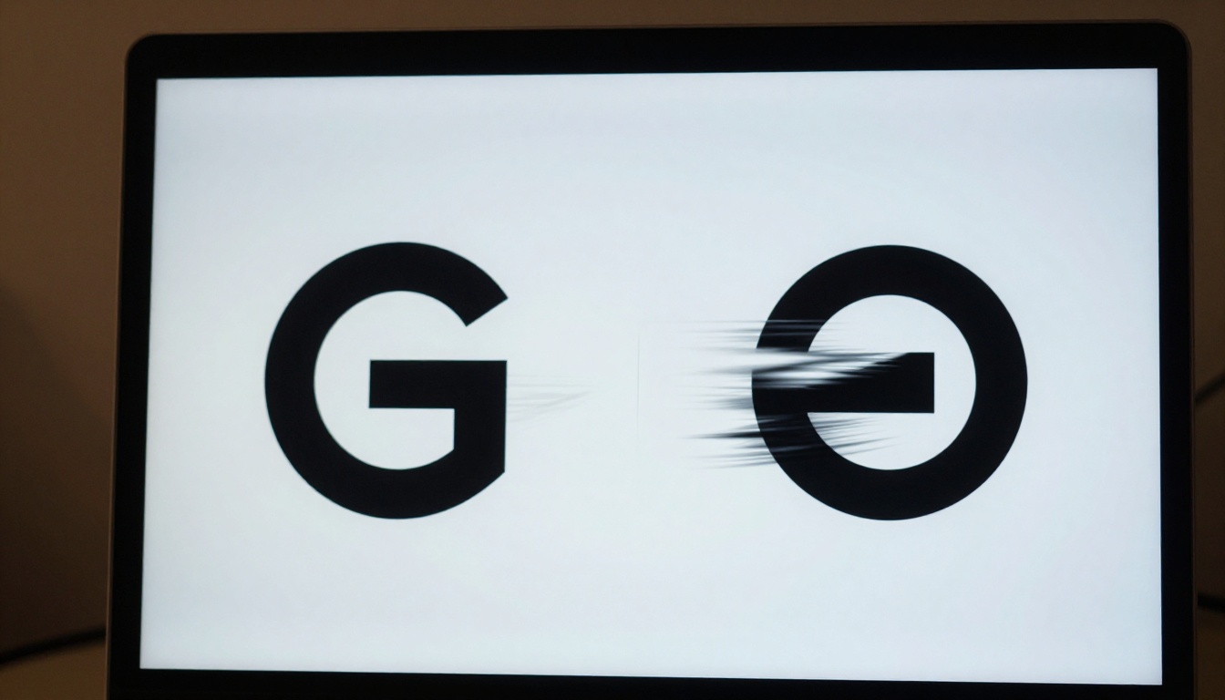 A high-resolution monitor screen displaying a before-and-after comparison of a static logo versus its animated version with motion blur trails A high-resolution monitor screen displaying a before-and-after comparison of a static logo versus its animated version with motion blur trails