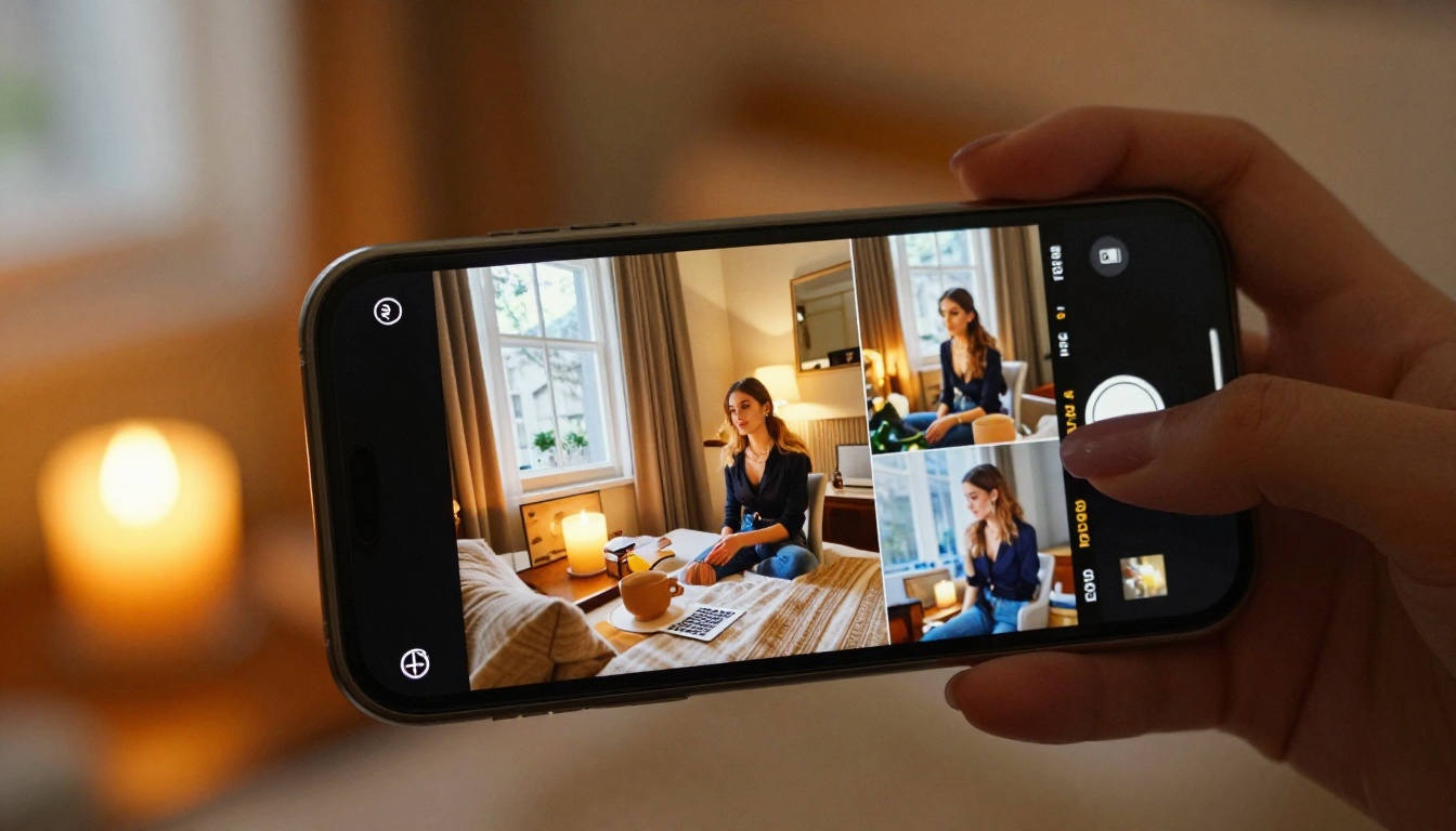Smartphone displaying an Instagram reel created from still photos with AI