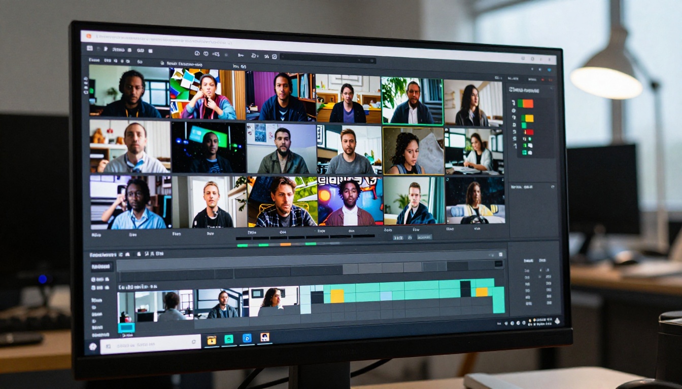 Raw footage chaos piled up on a digital editing timeline Raw footage chaos piled up on a digital editing timeline