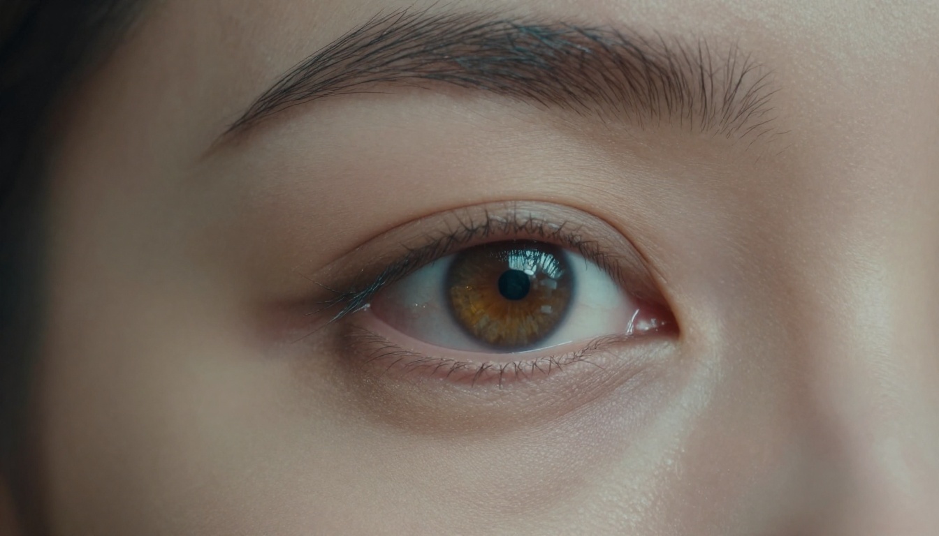Close-up of a woman's eye with cinematic muted color grade