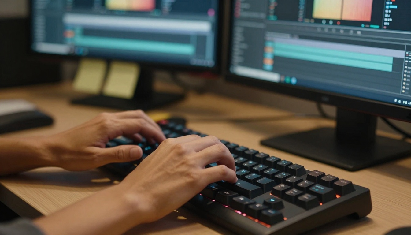 AI video editing professional workstation