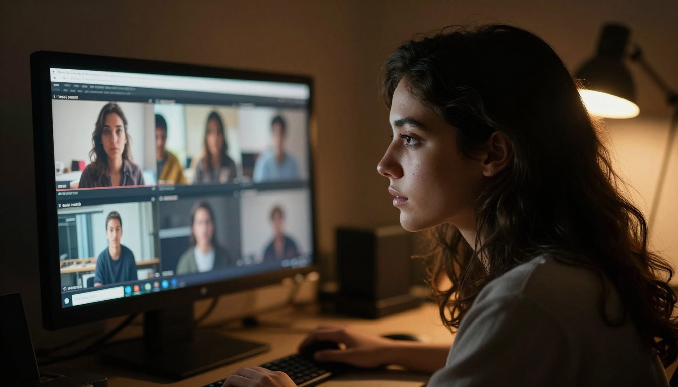 Content creator reviewing footage on monitor