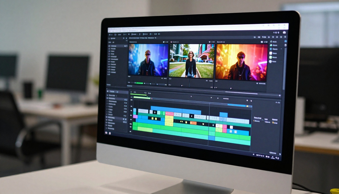 Video editing timeline on computer screen