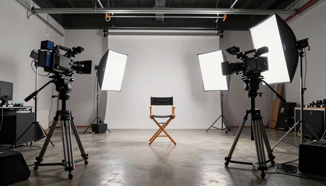 Video production studio with cinema cameras