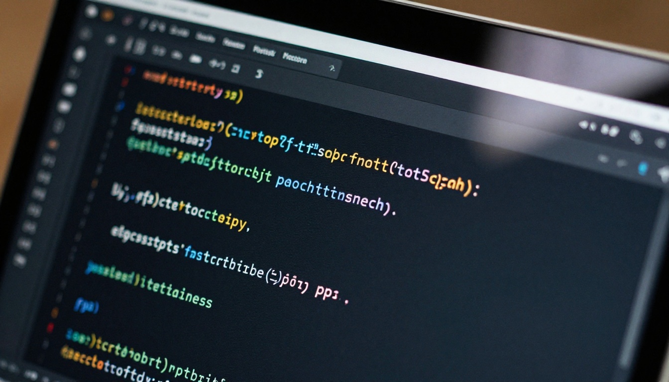Close-up macro of a dark-theme code editor with JavaScript syntax highlighting Close-up macro of a dark-theme code editor with JavaScript syntax highlighting