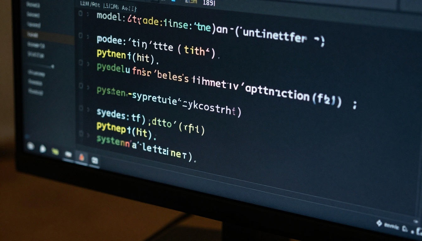 Close-up of monitor showing Python LLM API integration code