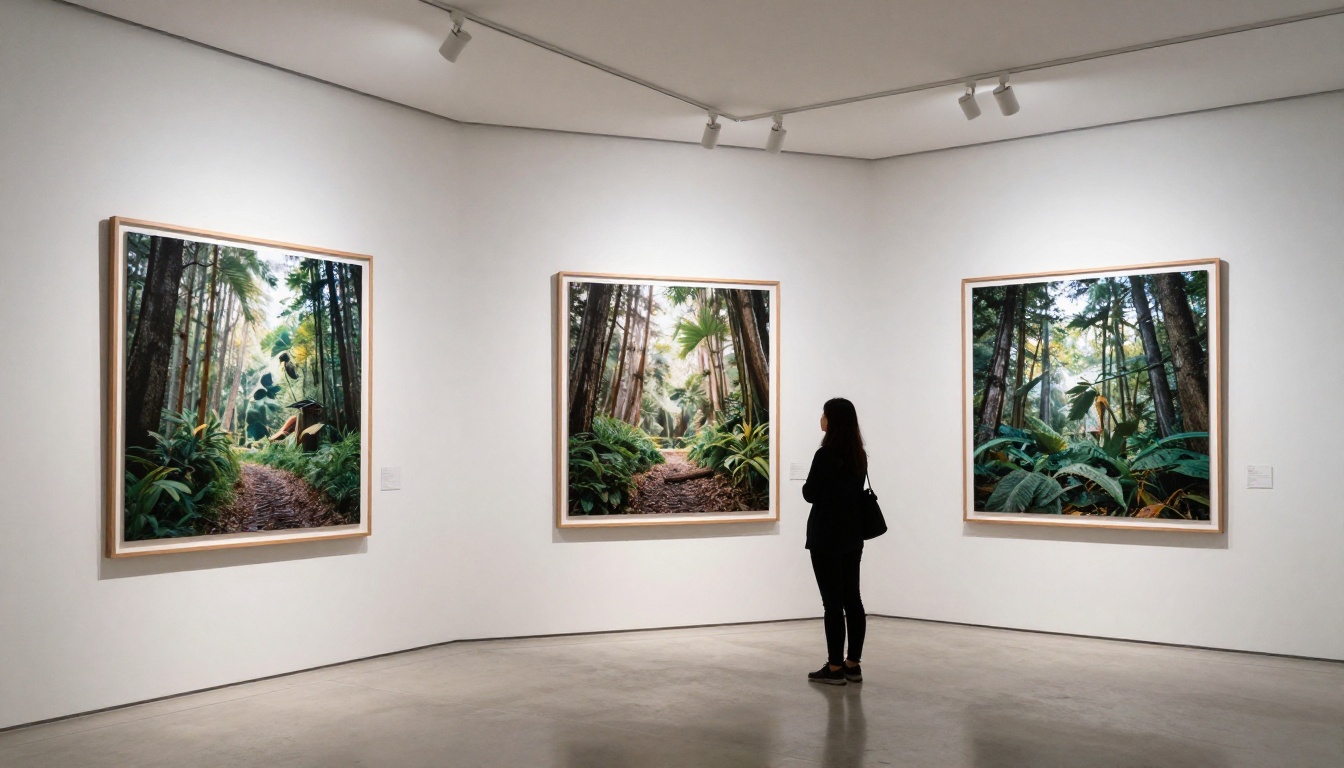 Large format prints in a modern gallery space