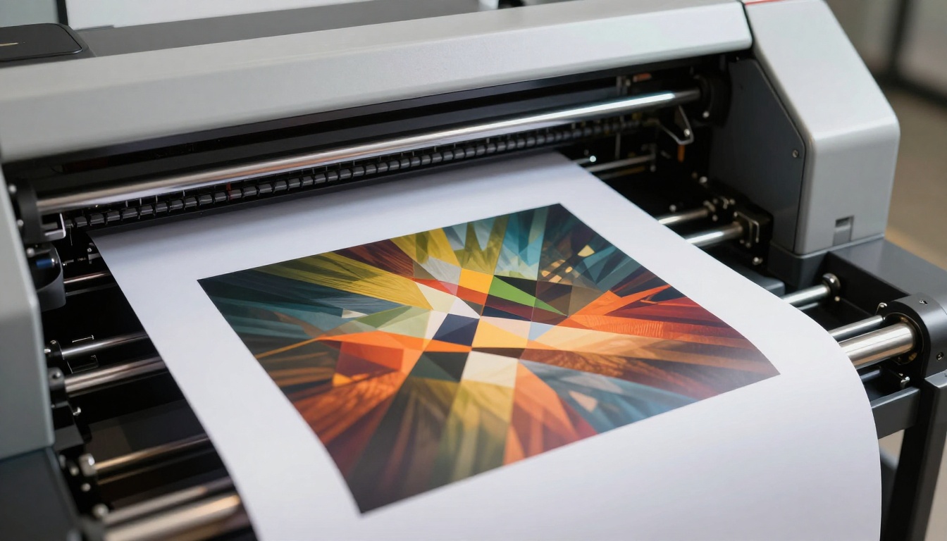 Large-format printer producing a perfectly sharp logo print output Large-format printer producing a perfectly sharp logo print output