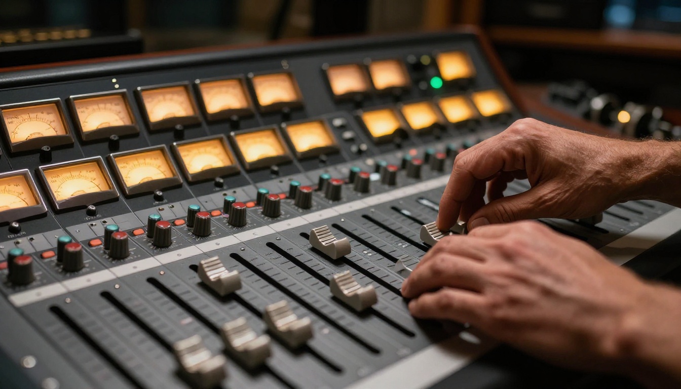Professional audio mixing console recording studio