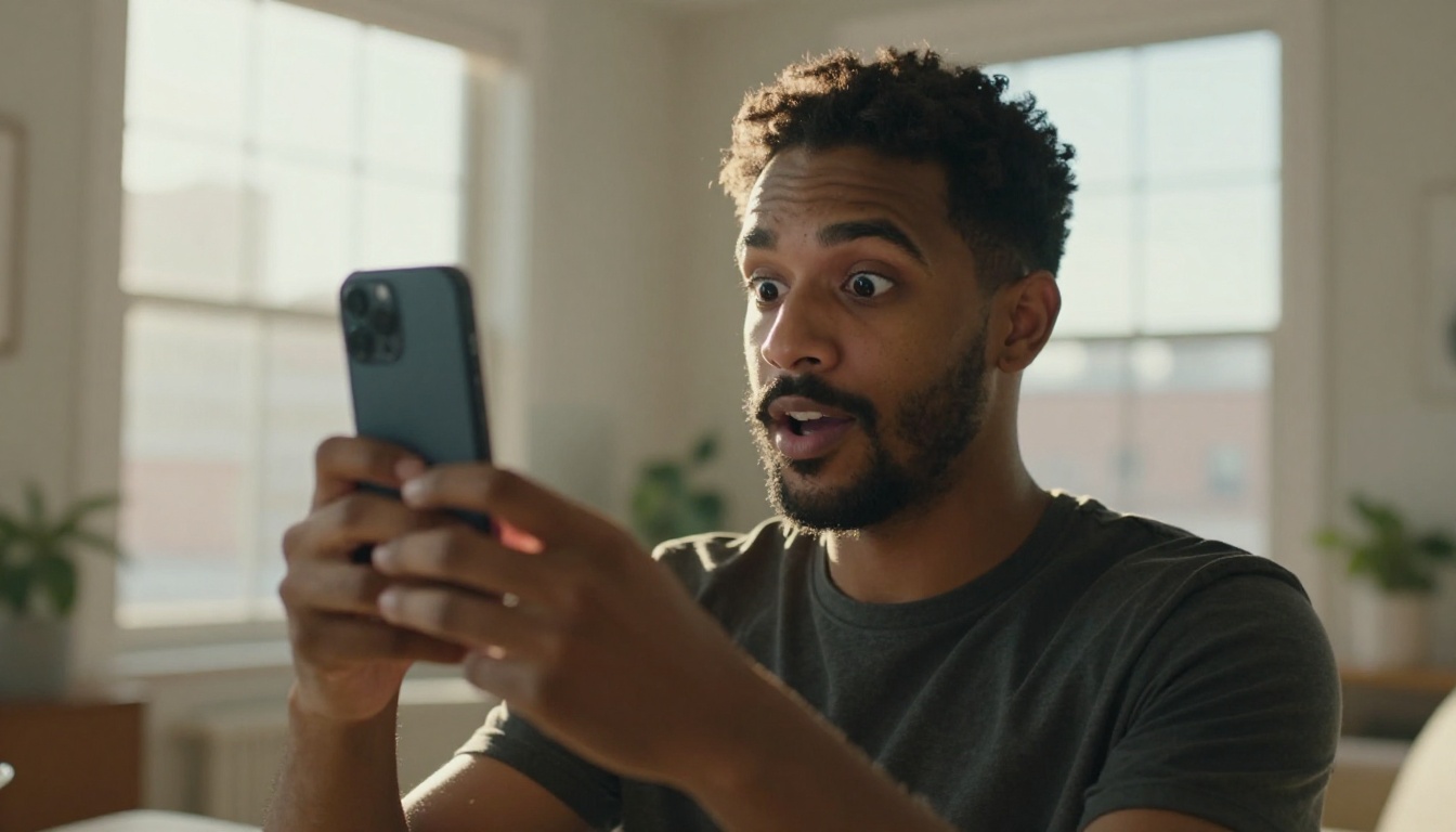 Man watching talking portrait video on smartphone, backlit by warm window light Man watching talking portrait video on smartphone, backlit by warm window light