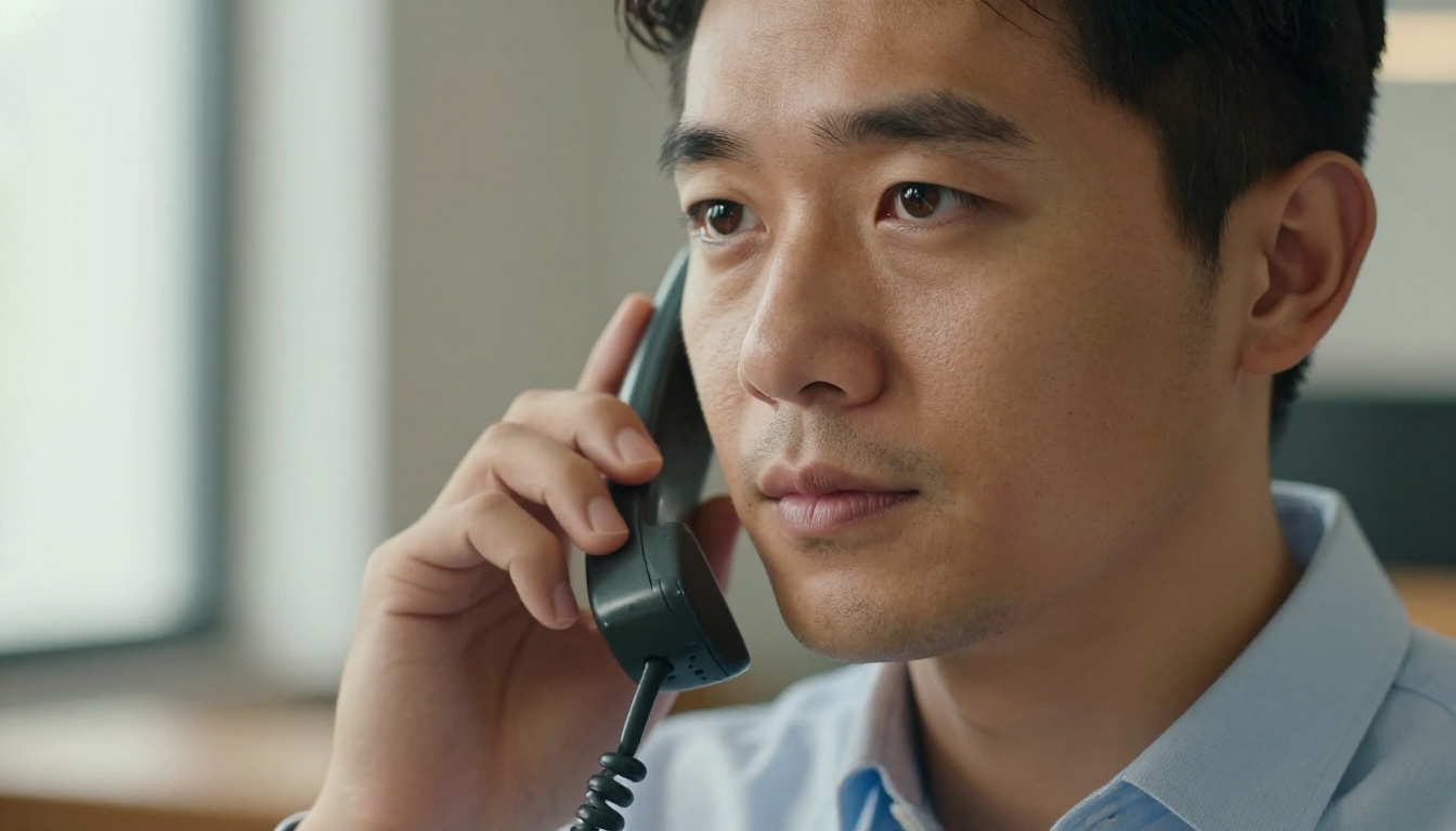 Customer service manager on phone in open-plan office