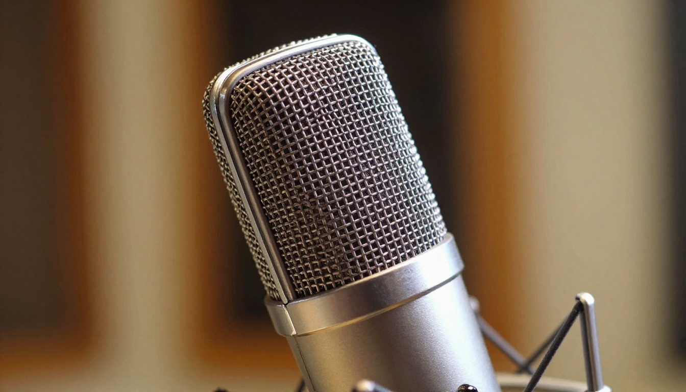 Professional condenser microphone close-up