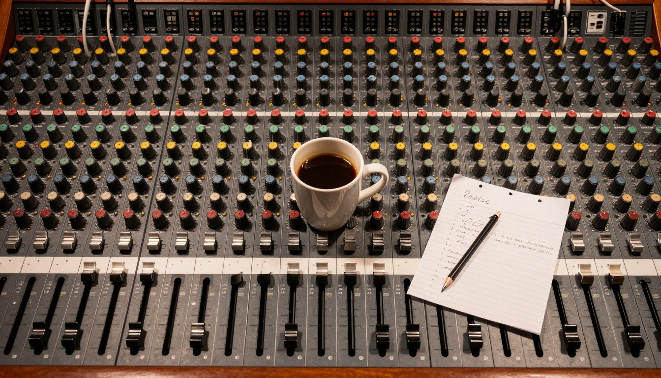 Mixing desk aerial view